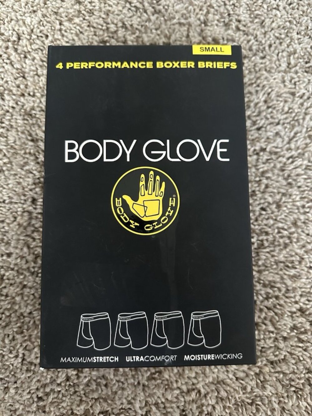 body glove mens 4 pk performance boxer briefs Size Small (28-30) Moisture Wickin